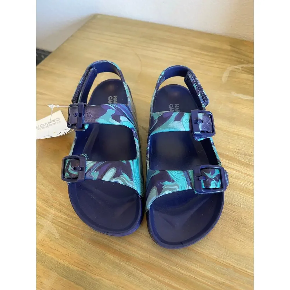 NWT Harper Canyon Eva Blue Marbled Rubber Strappy Sandla Little Kids 9